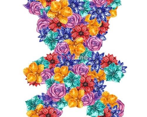 植物花朵卡通熊印花图案服装裁片T恤卫衣烫图印花花型素材