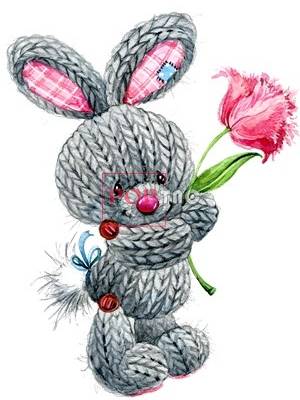 卡通动物兔子花朵印花素材服装裁片T恤卫衣烫图印花花型素材