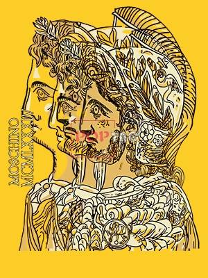 MOSCHINO古典花纹骑士印花图案服装裁片T恤卫衣烫图印花花型素材