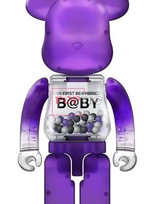 卡通紫色潮牌暴力熊字母印花服装裁片T恤卫衣烫图印花花型素材