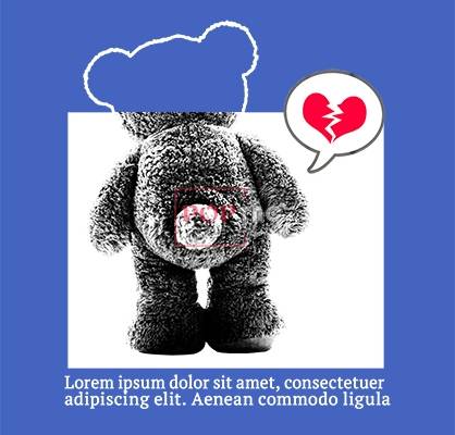 卡通潮牌熊爱心字母印花图案服装裁片T恤卫衣烫图印花花型素材