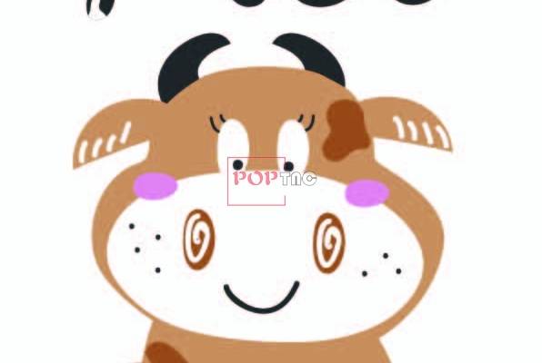 卡通动物牛印花图案服装裁片T恤卫衣烫图印花花型素材