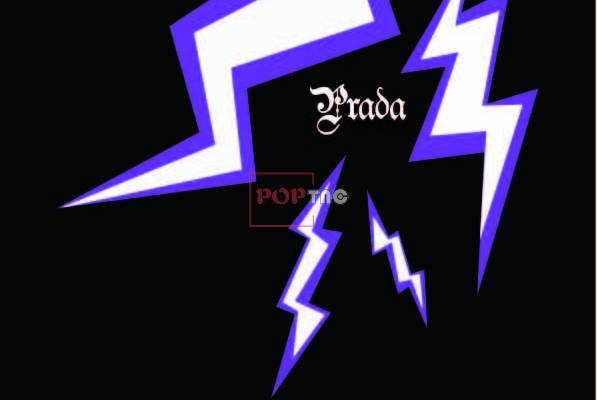 PRADA闪电图形&字母LOGO印花图案服装裁片T恤卫衣烫图印花花型素材