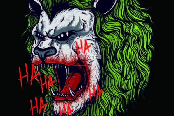 血盆大口狮子字母印花图案服装裁片T恤卫衣烫图印花花型素材