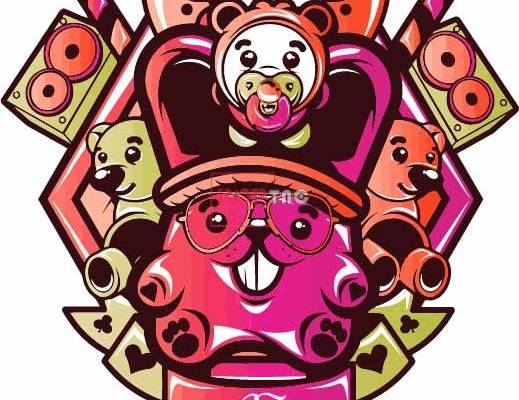 卡通动漫冰淇淋嘻哈风印花图案服装裁片T恤卫衣烫图印花花型素材