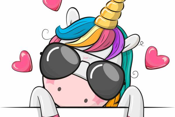 卡通动物独角兽印花图案服装裁片T恤卫衣烫图印花花型素材