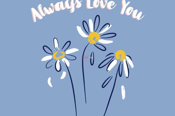 植物小邹菊字母图案印花服装裁片T恤卫衣烫图印花花型素材