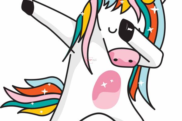 卡通动物独角兽印花图案服装裁片T恤卫衣烫图印花花型素材