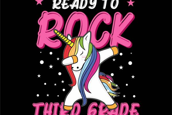 卡通动物独角兽印花图案服装裁片T恤卫衣烫图印花花型素材