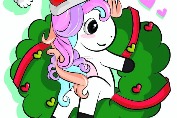 卡通动物独角兽印花图案服装裁片T恤卫衣烫图印花花型素材