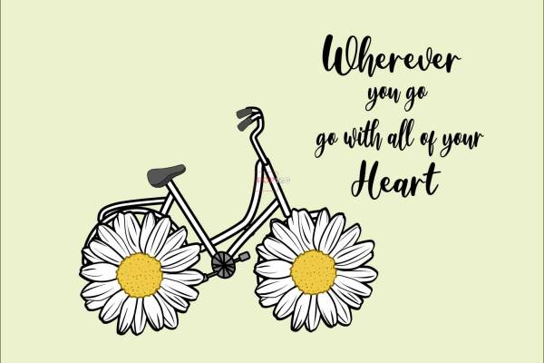 字母图案自行车小邹菊印花服装裁片T恤卫衣烫图印花花型素材