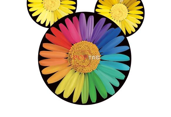 植物小雏菊米老鼠图案印花服装裁片T恤卫衣烫图印花花型素材