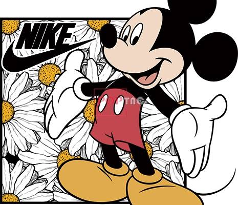 卡通动漫米老鼠植物小雏菊NIKE耐克印花图案服装裁片T恤卫衣烫图印花花型素材