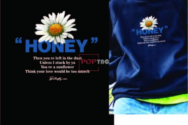 植物小雏菊字母印花图案服装裁片T恤卫衣烫图印花花型素材