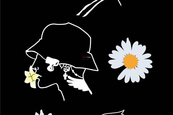 植物小雏菊人物图案印花服装裁片T恤卫衣烫图印花花型素材