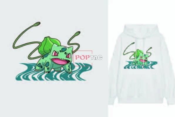 卡通动漫妙蛙人物印花图案服装裁片T恤卫衣烫图印花花型素材