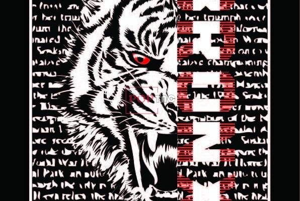 字母图案老虎印花服装裁片T恤卫衣烫图印花花型素材