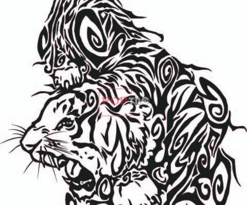 动物老虎印花图案服装裁片T恤卫衣烫图数码印花花型素材