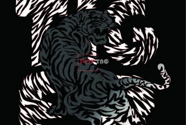 老虎字母印花图案服装裁片T恤卫衣烫图印花花型素材