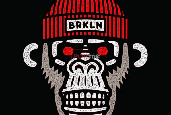 卡通动物猴子字母印花图案服装裁片T恤卫衣烫图印花花型素材