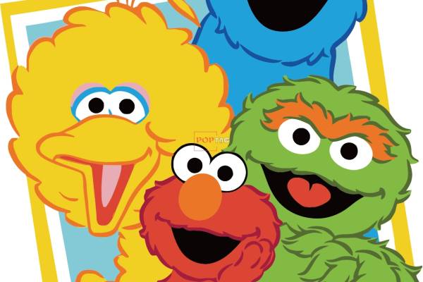 卡通动漫芝麻街字母印花图案服装裁片T恤卫衣烫图印花花型素材