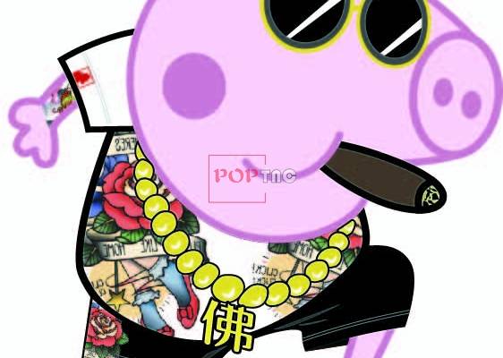 卡通动漫小猪佩奇印花图案服装裁片T恤卫衣烫图印花花型素材