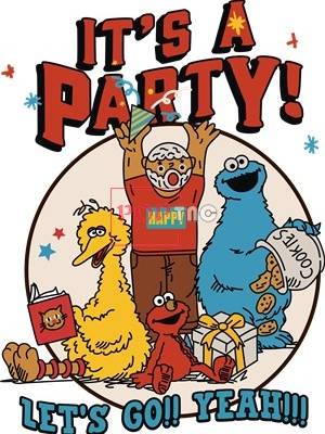 卡通动漫芝麻街字母印花图案服装裁片T恤卫衣烫图印花花型素材