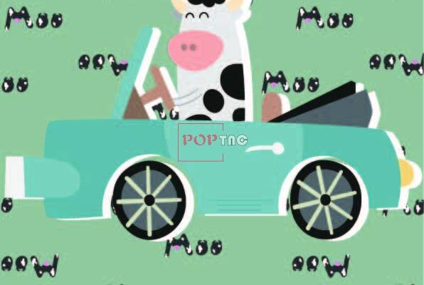 卡通动物奶牛汽车字母印花图案服装纺织数码印花花型素材