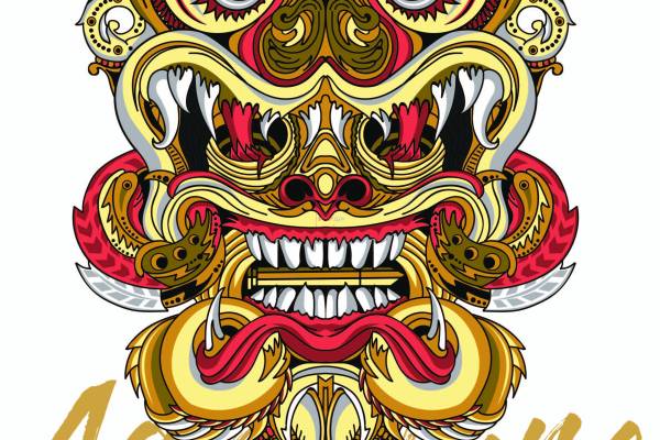 卡通图案国潮风舞狮字母印花图案服装裁片T恤卫衣烫图印花花型素材