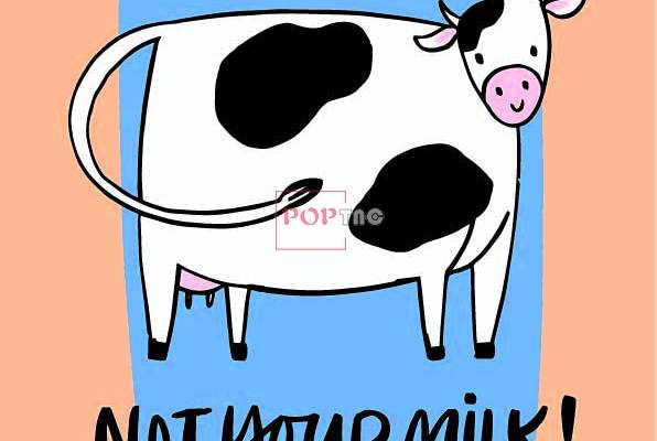 卡通动物奶牛字母印花图案服装裁片T恤卫衣烫图印花花型素材