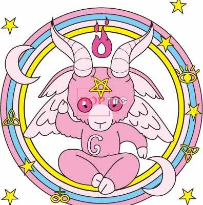 卡通动漫羊角天使星星印花图案服装裁片T恤卫衣烫图印花花型素材