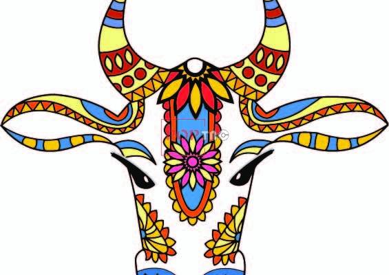 民族风图案动物牛印花服装裁片T恤烫图卫衣数码印花花型素材