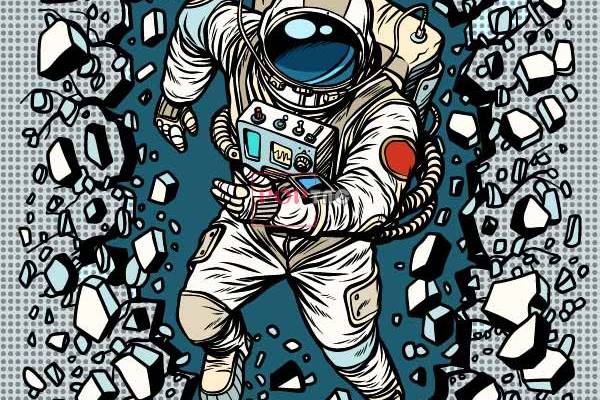 碎石太空人印花图案服装裁片T恤卫衣烫图印花花型素材