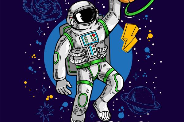 太空人字母篮球星星印花图案服装裁片T恤卫衣烫图印花花型素材