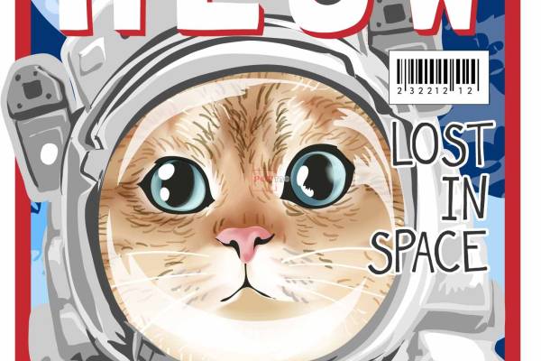 太空人猫咪字母印花图案服装裁片T恤卫衣烫图印花花型素材