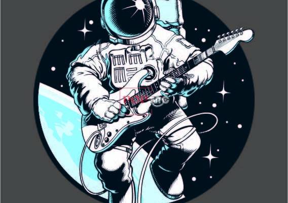 贝斯手太空人印花图案服装裁片T恤卫衣烫图印花花型素材