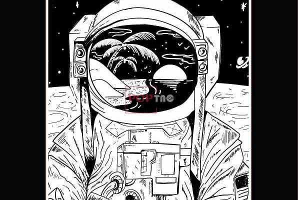 卡通太空人字母印花图案服装裁片T恤卫衣烫图印花花型素材