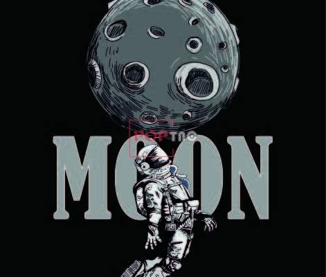 太空人字母月球印花图案服装裁片T恤卫衣烫图印花花型素材