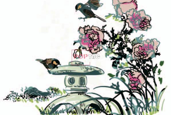 植物花朵飞鸟印花图案服装裁片T恤卫衣烫图印花花型素材