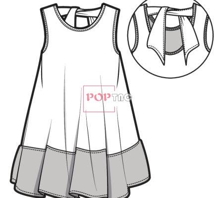 儿童连衣裙款式图AI矢量图服装设计素材