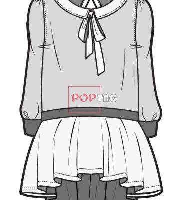 儿童连衣裙款式图AI矢量图服装设计素材