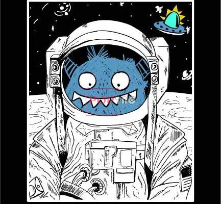 卡通太空人字母印花图案服装裁片T恤卫衣烫图印花花型素材