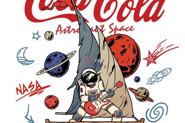 卡通太空人字母印花图案服装裁片T恤卫衣烫图印花花型素材