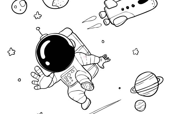 太空人字母印花图案服装裁片T恤卫衣烫图印花花型素材