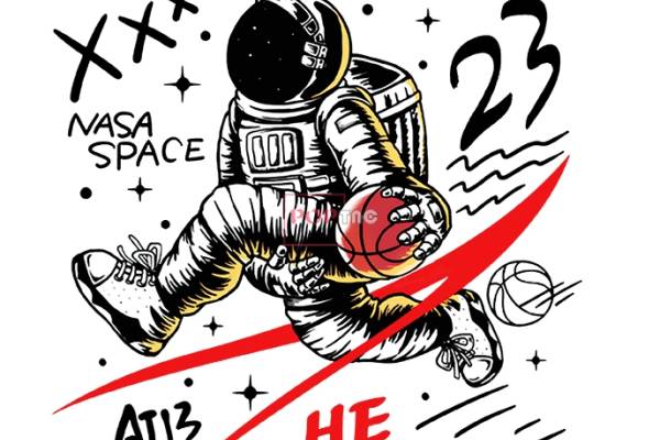 太空人字母印花图案服装裁片T恤卫衣烫图印花花型素材