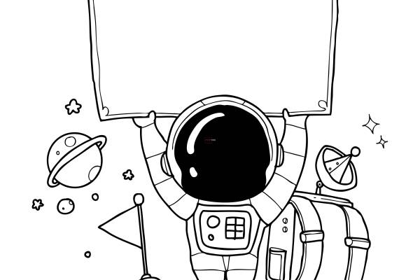 卡通太空人字母印花图案服装裁片T恤卫衣烫图印花花型素材