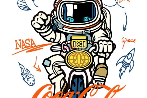 卡通太空人字母印花图案服装裁片T恤卫衣烫图印花花型素材