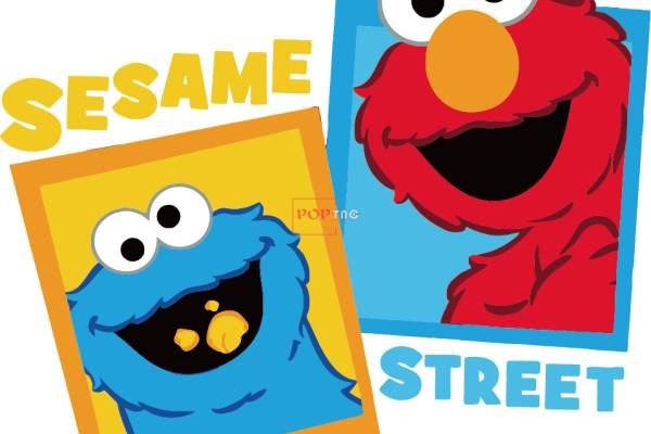 卡通动漫芝麻街字母印花图案服装裁片T恤卫衣烫图印花花型素材