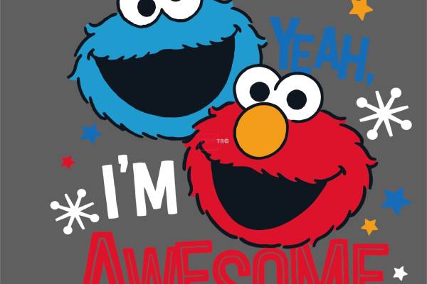 卡通动漫芝麻街字母印花图案服装裁片T恤卫衣烫图印花花型素材