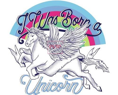 卡通动物飞马字母彩虹印花图案服装裁片T恤卫衣烫图印花花型素材